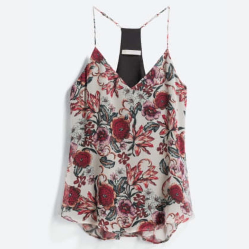NWT Lavender Brown Madora Floral Racerback Silk Camisole